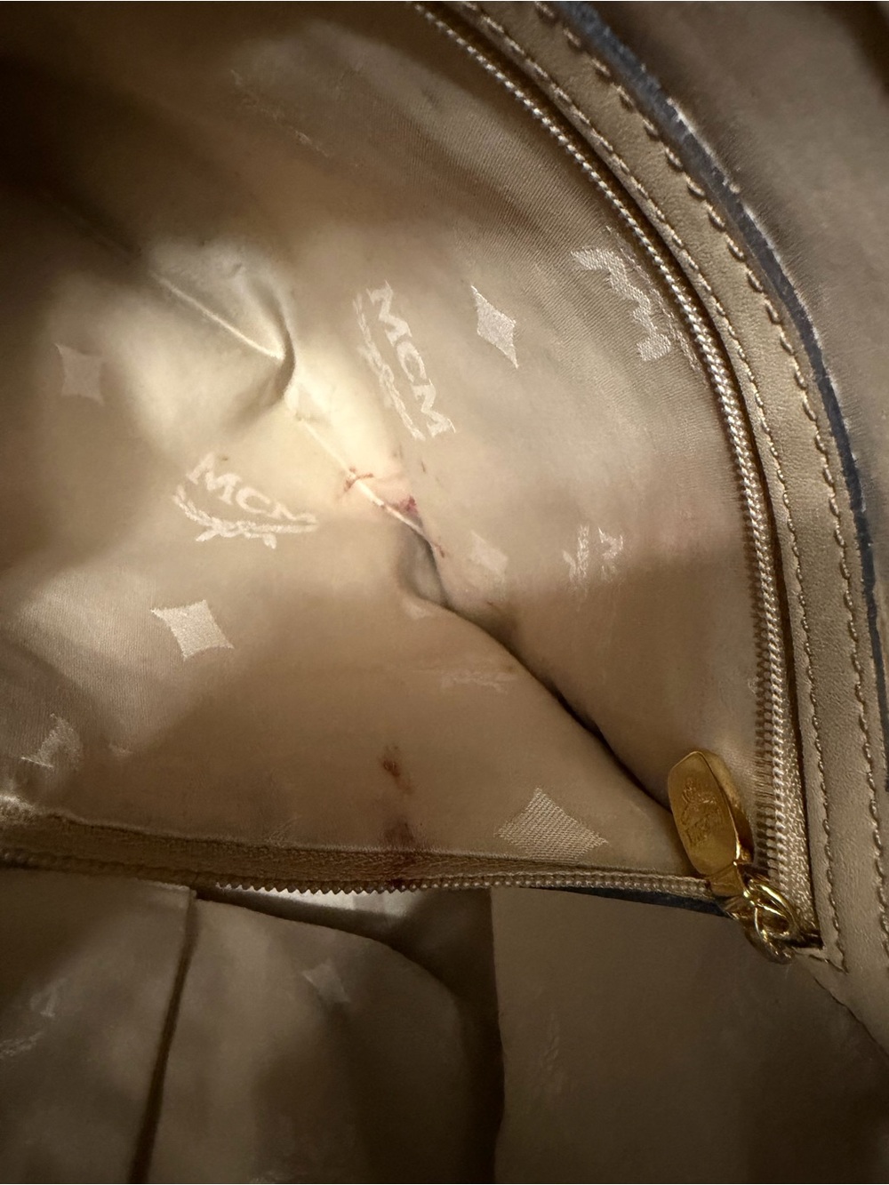 MCM Visetos Cream Monogram Large Tote Bag Gold Hardware - Picture 12 of 12